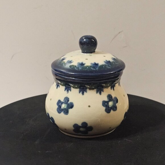 Polish Pottery Small Sugar and Creamer in Hard to Find Falling Daisies Pattern - Picture 9 of 13